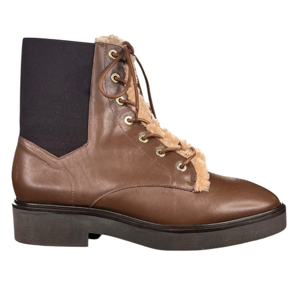 Stuart Weitzman Women’s Henley Chill Brown Leather Combat Boot Size US 9 B